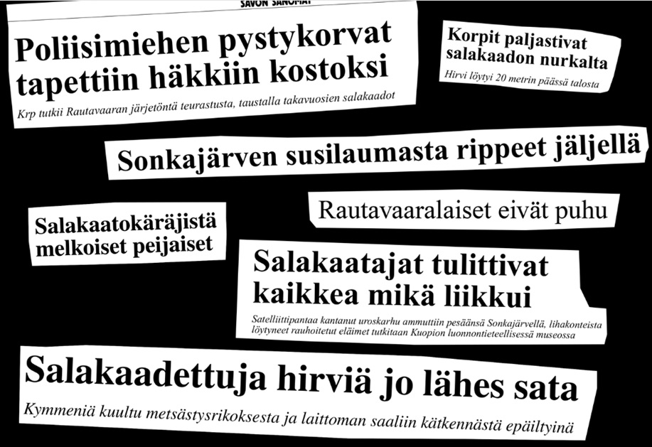 Savon Sanomien otsikoita vuosilta 2000–2004. Mikko Pitkänen