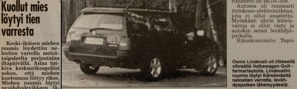 Vasen uutisentynkä Iltalehti 25.5.1996 ja kuvallinen uutinen Iltalehti 28.5.1996.