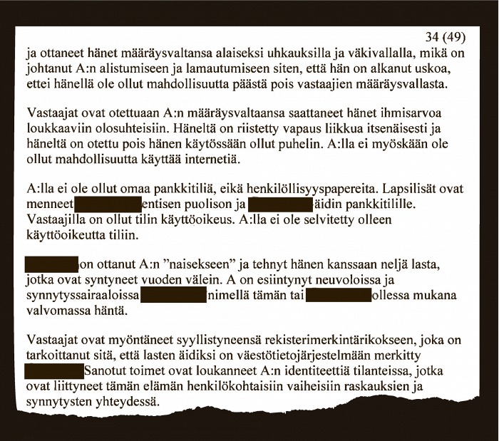 Ote oikeudenkäyntipöytäkirjoista.