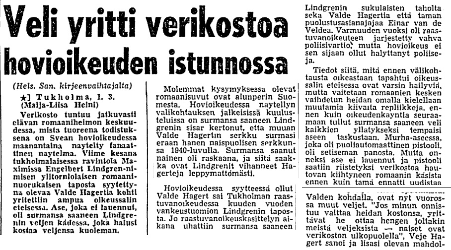 HS 2.3.1966. Uutista on leikattu.