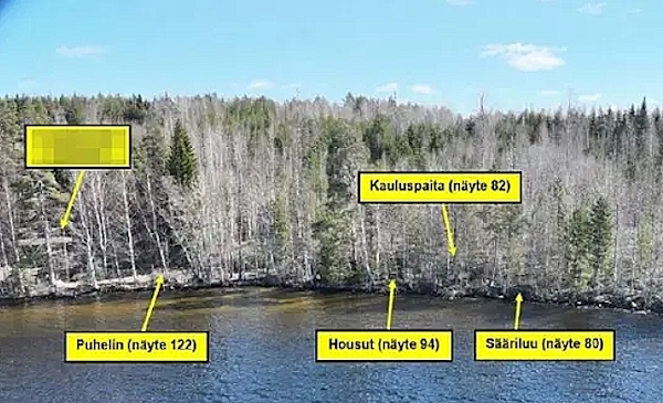 Poliisi merkkasi todisteiden löytöpaikat kuvaan.jpg