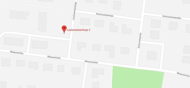Punaisella merkitty kohta on Laulurastaanpolku 2:n P-alue. Kartta googlemaps.