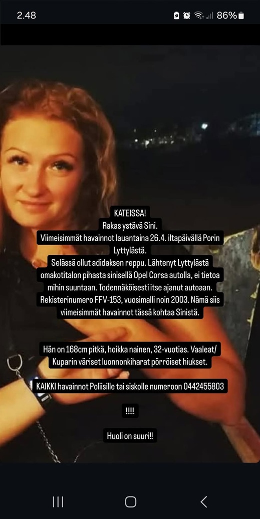 Facebookissa jaettu ilmoitus