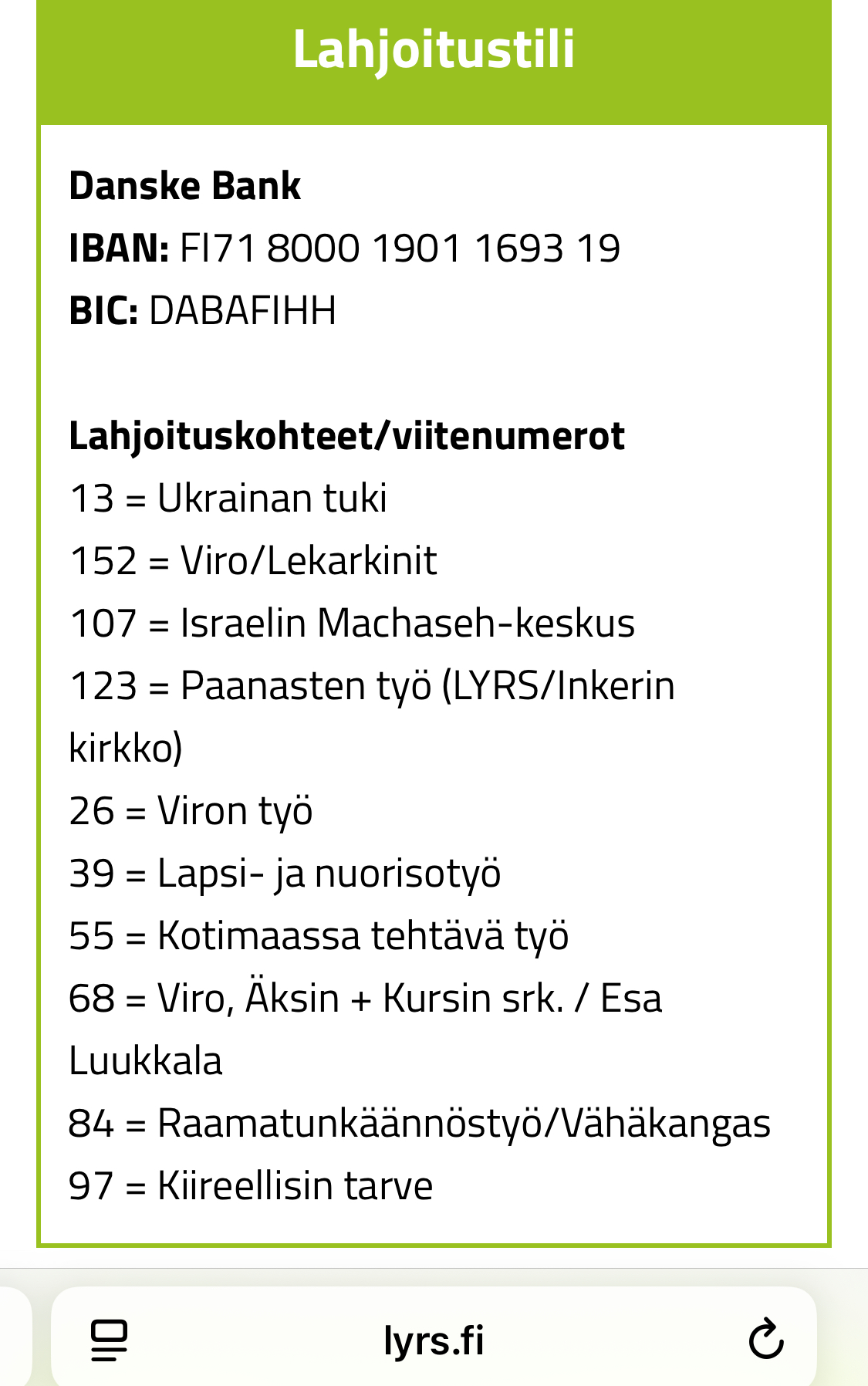 Lahjoita Rauhan Sanalle rahaa?