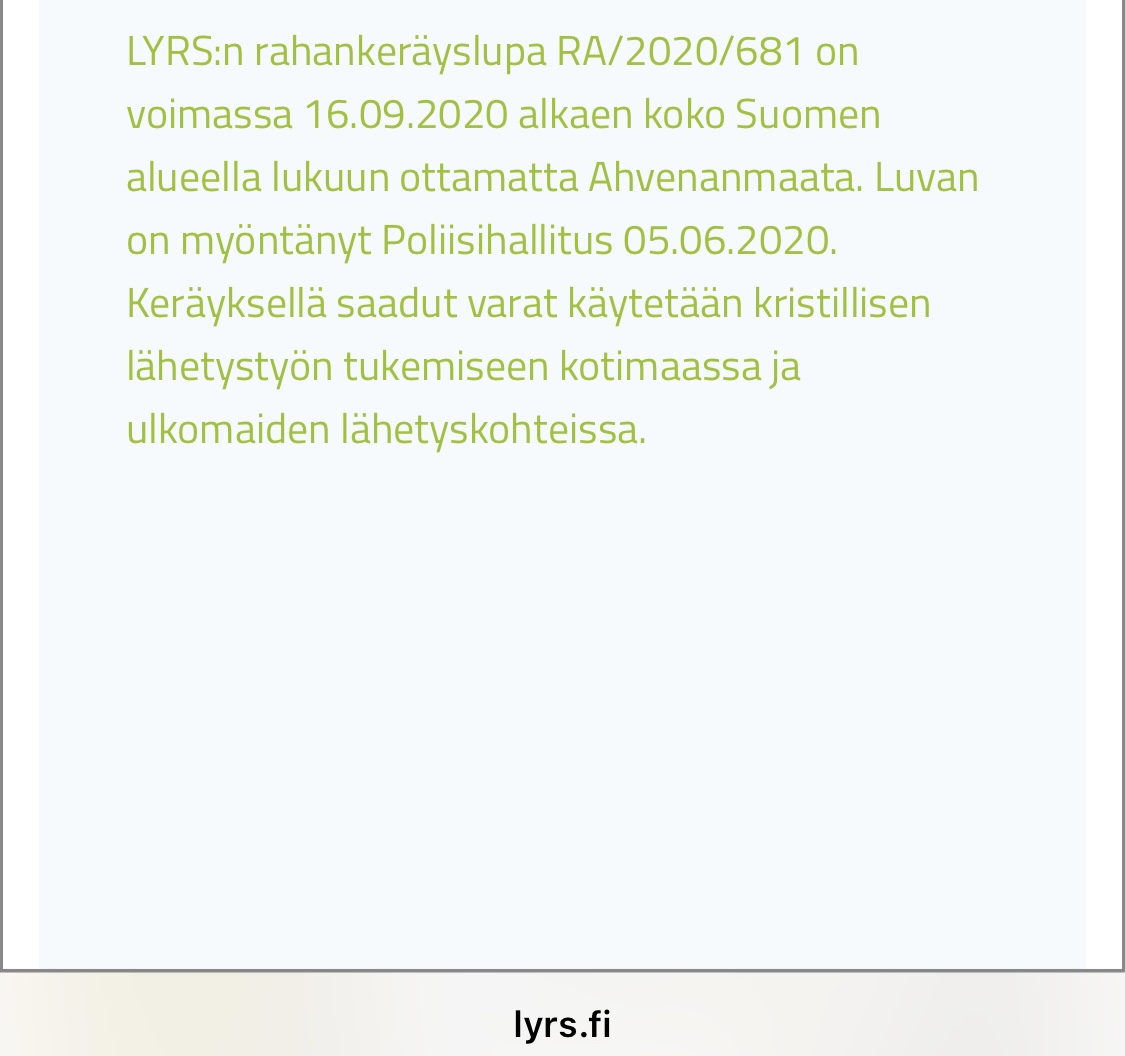 Rauhan Sanan rahankeräyslupa