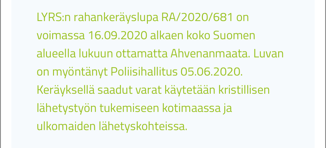 Rauhan Sanan rahankeruulupa 2020-