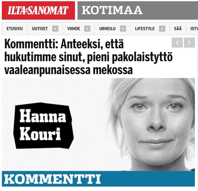 Iltasanomissa ollut käsittämätön kolumni suomalaisten syyllistämisestä. Äärimmäisen typerä ja naiivi kirjoitus.