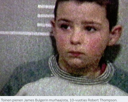 Toinen pienen James Bulgerin murhaajista, 10-vuotias Robert Thompson.
