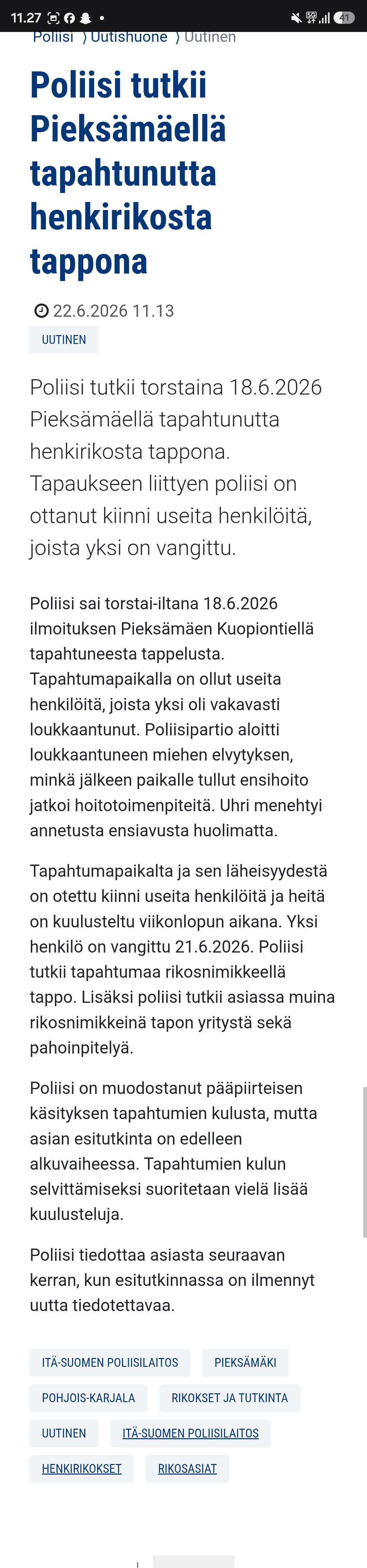 Poliisi tiedottaa Pieksämäki