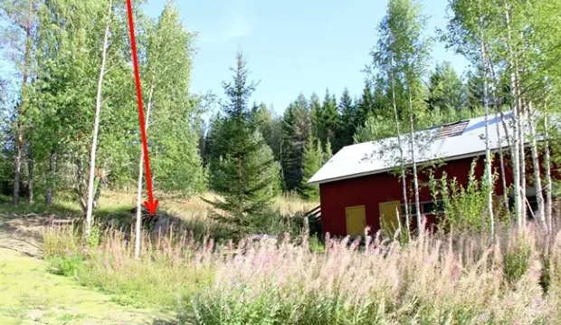 Nuoli osoittaa maakellarin, jonne ruumis epäilyjen mukaan piilotettiin. (KUVA: Poliisi)