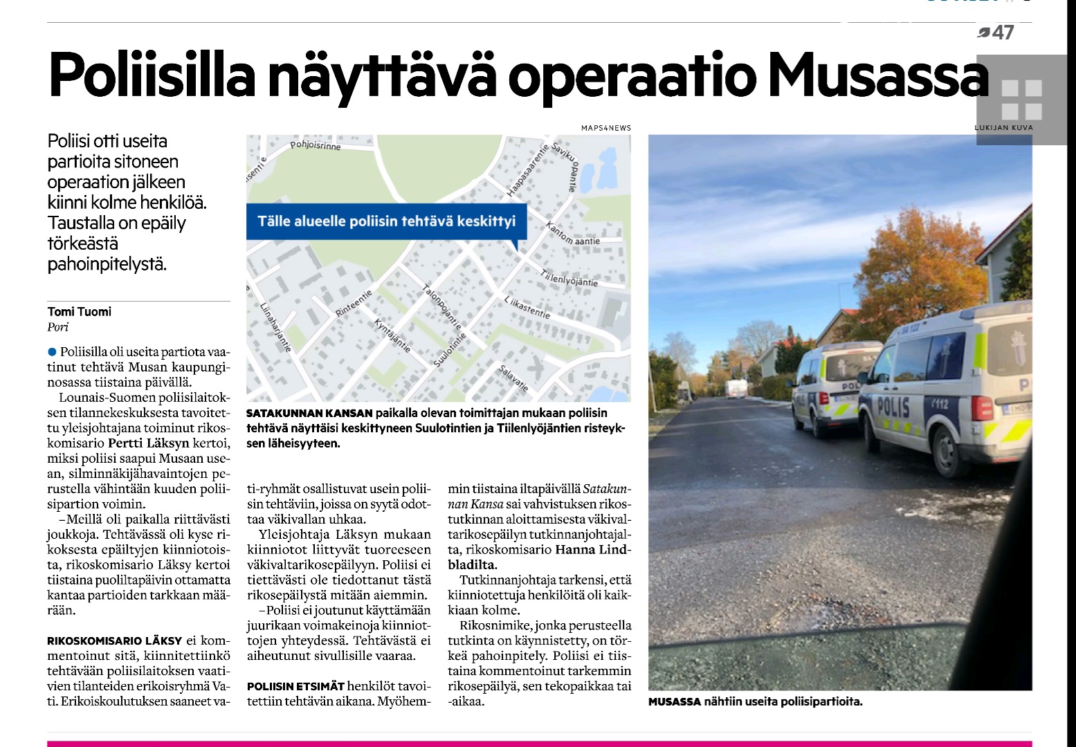 Seuraavan päivän lehdessä