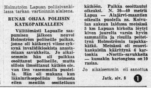 Ilkka 22.5.1960, Holmströmin kätkö.jpg