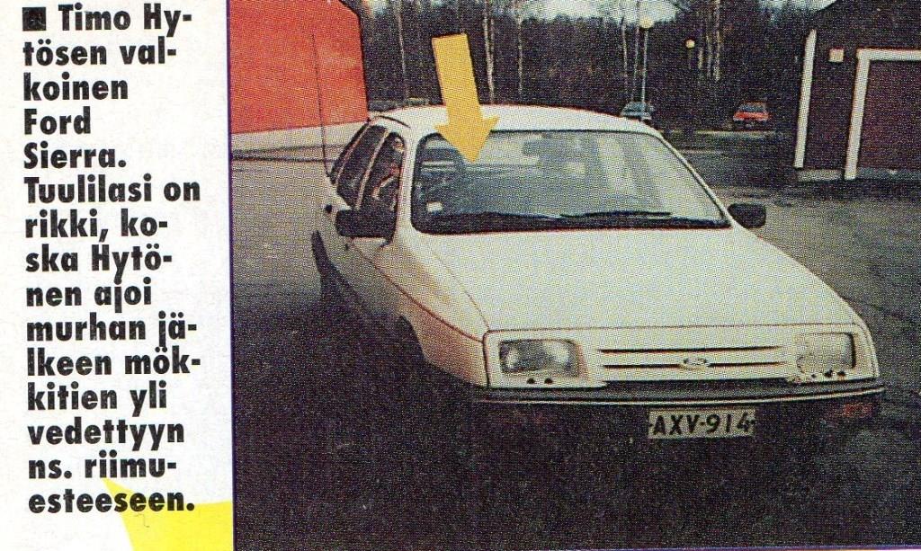 "Pidättäkää haulikkomies Hytönen". Sierra löytyi. Mahtaako autoa enää olla olemassa? Kuva Poliisi.