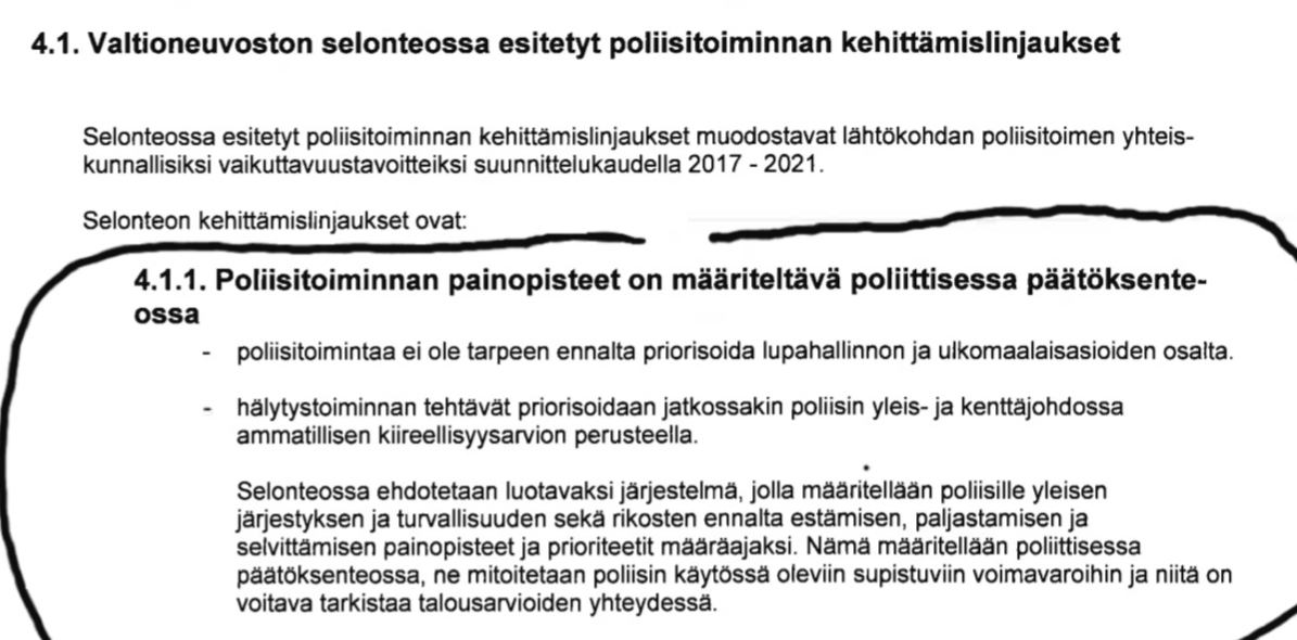 Ote poliisin toiminta- ja taloussuunnitelmasta vuosille 2017 - 2021