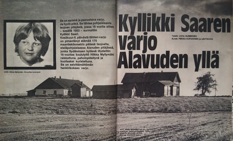 Hillka Myllymäki ja kotitalo Alavuden Sydänmaalla. Kuvat Hymy 7/1971.