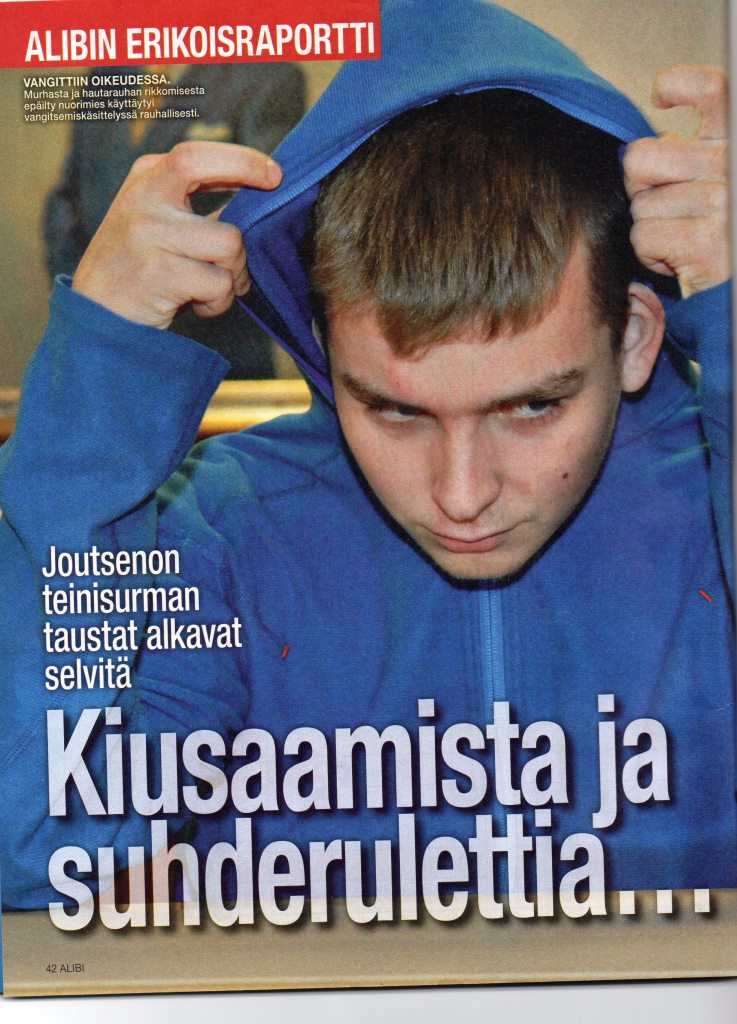 Surmaajaksi epäilty 19-vuotias. Kuva Alibi 12/15 Mika Lahtonen
