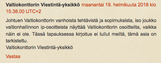 huono todiste, ei edes väitteen esittäjän nimeä