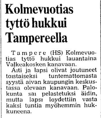 HS 22.10.1978 Kolmivuotias tyttö hukkui kanavaan Valkeakoski.jpg