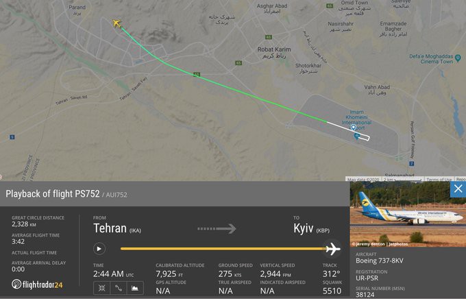Lennon PS752 nousu ja tuho Teheranissa - Flightradar24.jpg